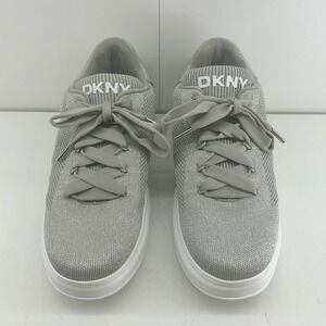 DKNY Knit Platform Sneakers US 10 Women Casual Fashion Silver Shoes